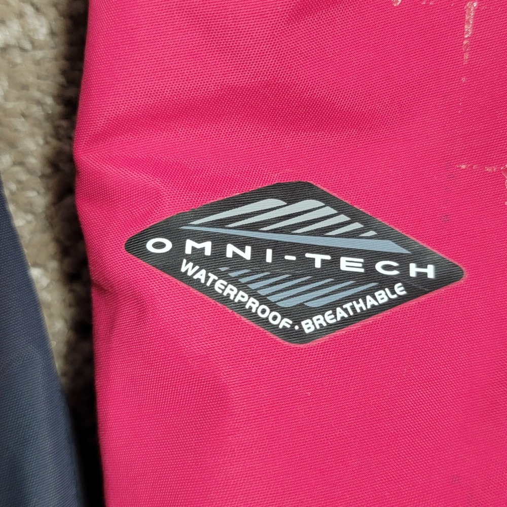 Columbia Omni-Tech Waterproof Jacket Womens XL Pink Navy WL3150 Colorblock Shell